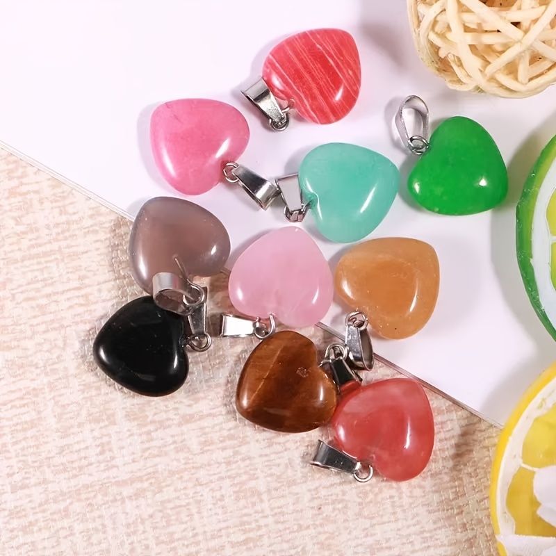 Natural Stone Heart-Shaped Pendant Set for DIY